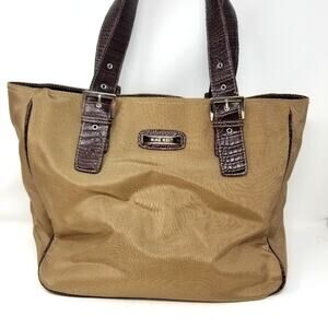 Nine West Brown Tan Tote Shoulder Bag Beach Travel Vacation Cruise Bag Sz Large
